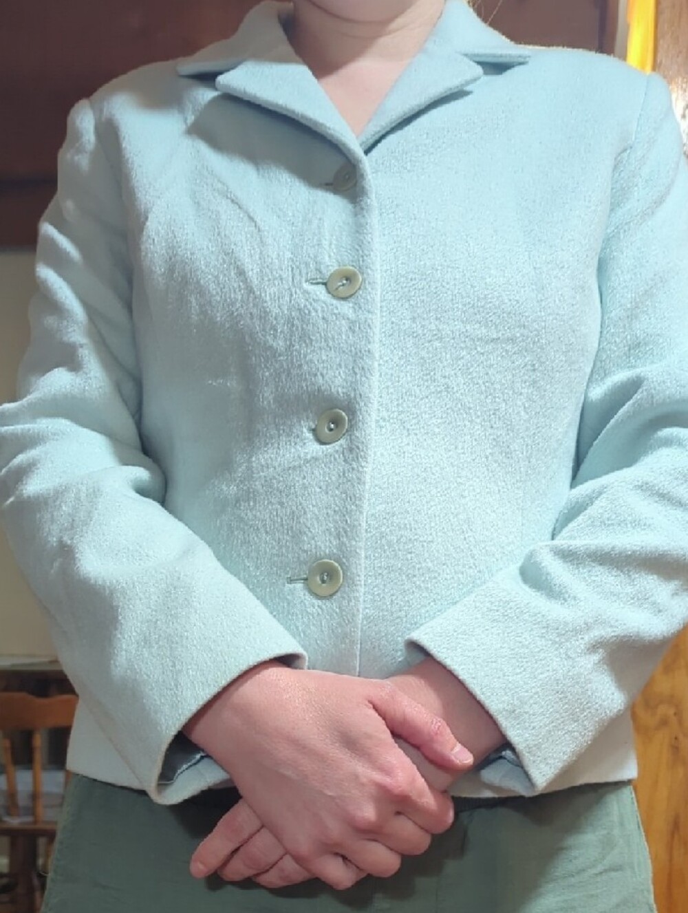 Talbots Light Blue Angora Rabbit and Wool Blazer - Picture 3 of 9